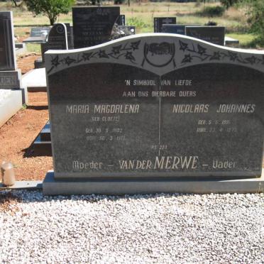 MERWE Nicolaas Johannes, van der 1905-1975 &amp; Maria Magdalena CLOETE 1902-1972