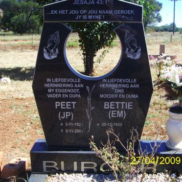 BURGER J.P. 1923-2001 &amp; E.M. 1935-