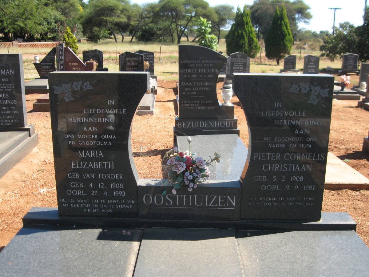 OOSTHUIZEN Pieter Cornelis Christiaan 1908-1987 &amp; Maria Elizabeth VAN TONDER 1908-1993