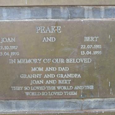 PEAKE Bert 1911-1995 &amp; Joan 1917-1995