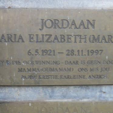 JORDAAN Maria Elizabeth 1921-1997