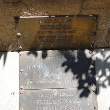 BURBRIDGE Maggie May 1895-1967 :: GILDENHUYS Betty 1917-1995 ::  CURSONS George Norman Albert 1895-1982