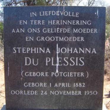 PLESSIS Stephina Johanna, du  nee POTGIETER 1882-1950