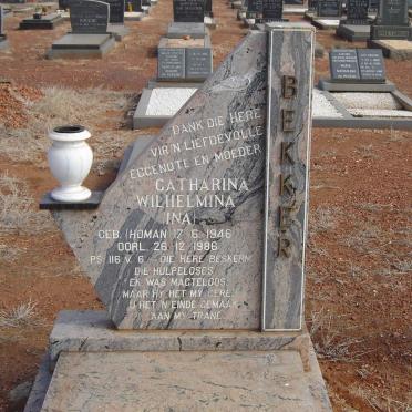 BEKKER Catharina Wilhelmina nee HOMAN 1946-1986