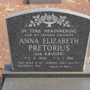 PRETORIUS Anna Elizabeth nee KRUGER 1936-1981