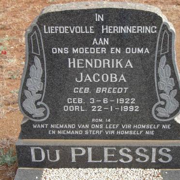 PLESSIS Hendrieka Jacoba, du nee BREEDT 1922-1992