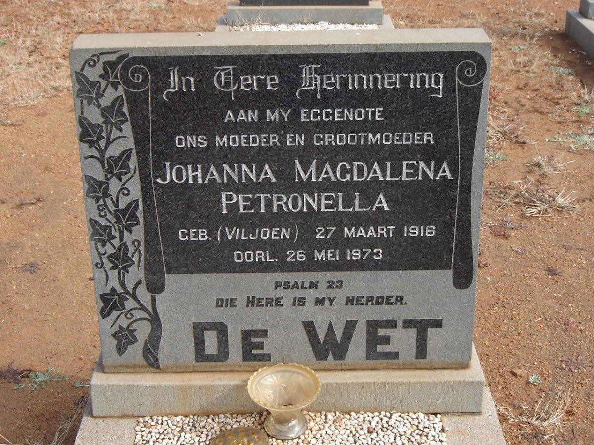 WET Johanna Magdalena Petronella, de nee VILJOEN 1916-1973