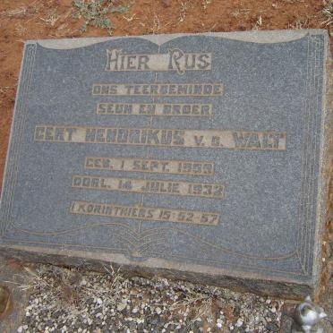 WALT Gert Hendrikus, v.d. 190?-1932