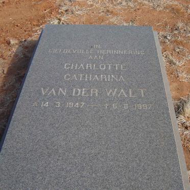 WALT Charlotte Catharina, van der 1947-1997