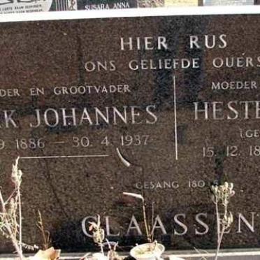 CLAASSENS Dirk Johannes 1886-1937 &amp; Hester Helena VAN ZYL 1880-1972