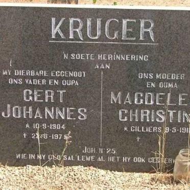 KRUGER Gert Johannes 1904-1975 &amp; Magdelena Christina CILLIERS 1913-