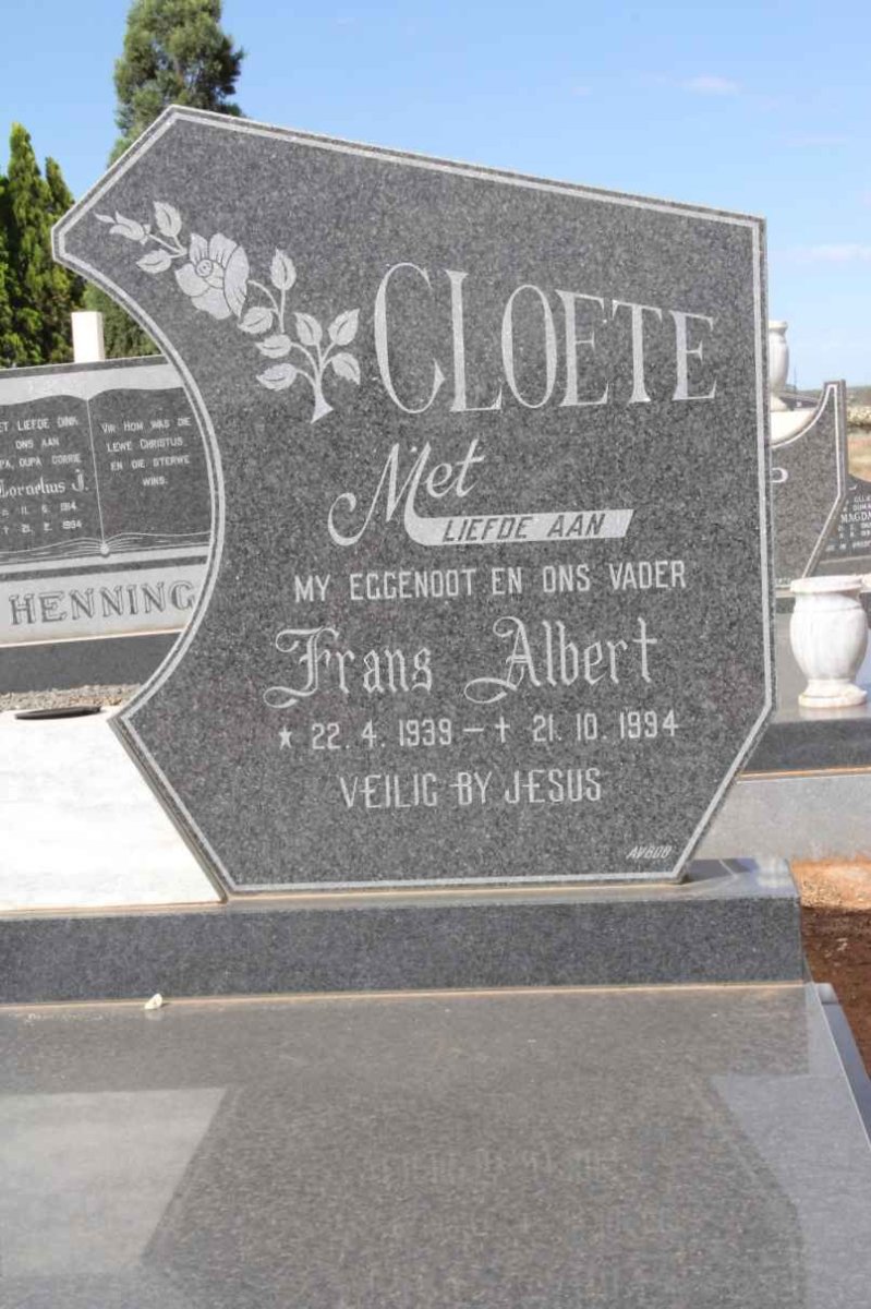 CLOETE Frans Albert 1939-1994