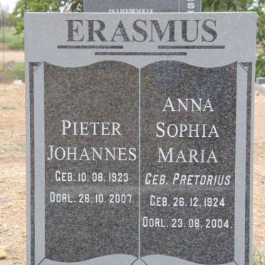 ERASMUS Pieter Johannes 1923-2007 &amp; Anna Sophia Maria PRETORIUS 1924-2004