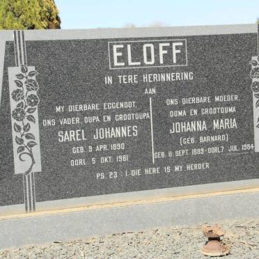 ELOFF Sarel Johannes 1890-1981 &amp; Johanna Maria BARNARD 1898-1984