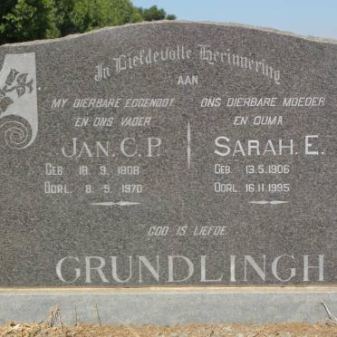 GRUNDLINGH Jan C.P. 1908-1970 &amp; Sarah E. 1906-1995