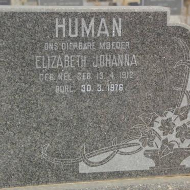 HUMAN Elizabeth Johanna nee NEL 1912-1976