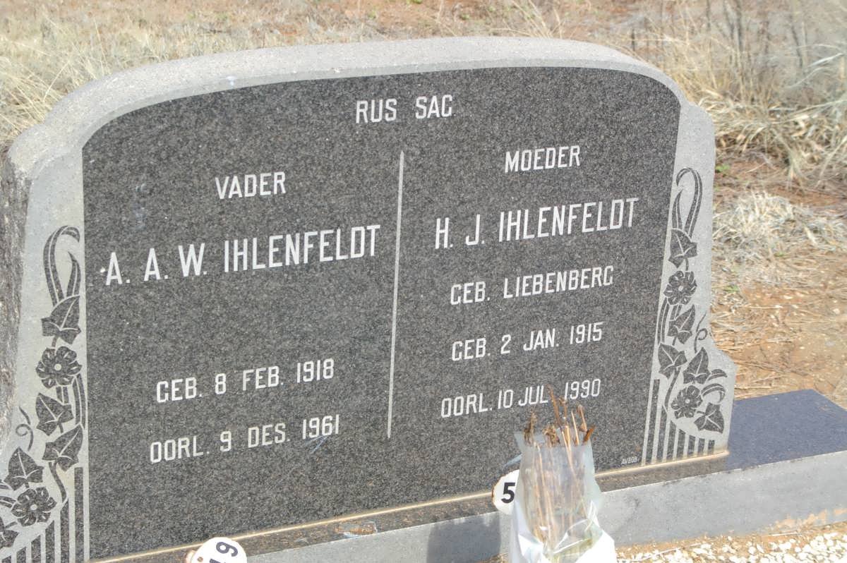 IHLENFELDT A.A.W. 1918-1961 &amp; H.J. LIEBENBERG 1915-1990