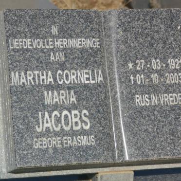 JACOBS Martha Cornelia Maria nee ERASMUS 1921-2003