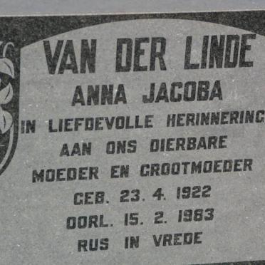 LINDE Anna Jacoba, van der 1922-1983