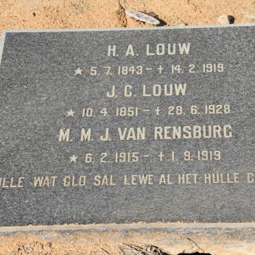 LOUW H.A. 1842-1919 &amp; J.C. 1851-1928 :: VAN RENSBURG M.M.J. 1915-1919