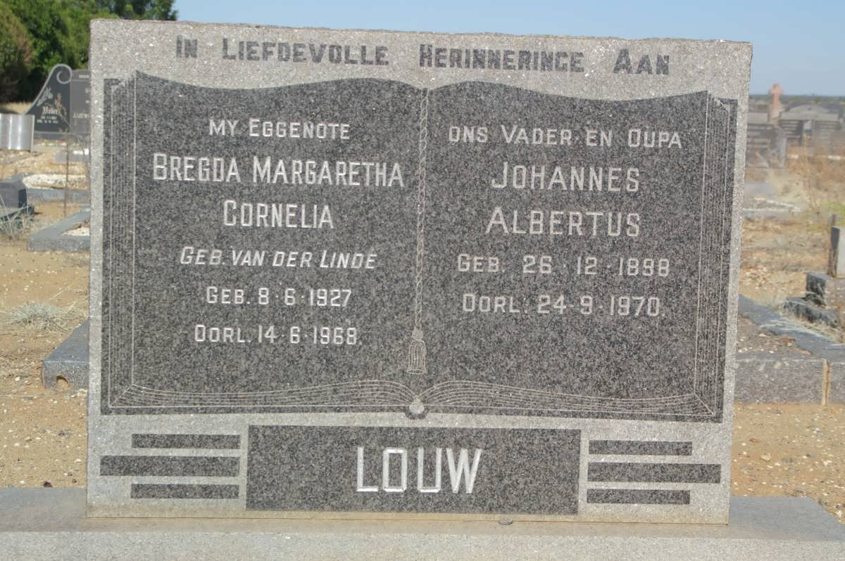 LOUW Johannes Albertus 1898-1970 &amp; Bregda Margaretha Cornelia van der LINDE 1927-1968