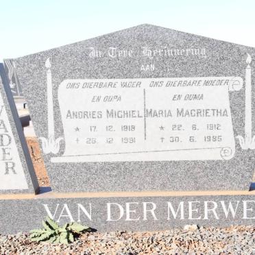 MERWE Andries Michiel, van der 1918-1991 &amp; Maria Magrietha 1912-1985