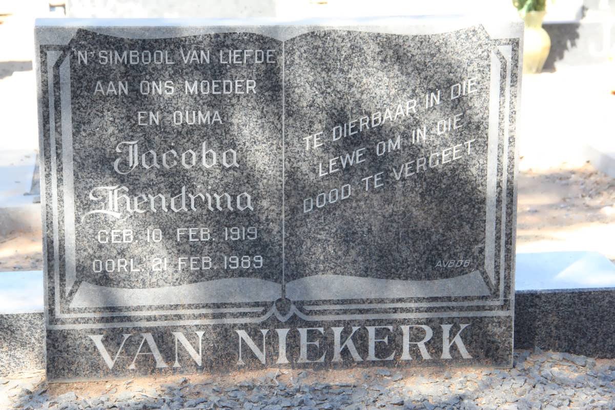 NIEKERK Jacoba Hendrina, van 1919-1989