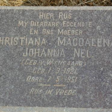 NEL Christina Magdalena Johanna nee V. WYNGAARD 1921-1951