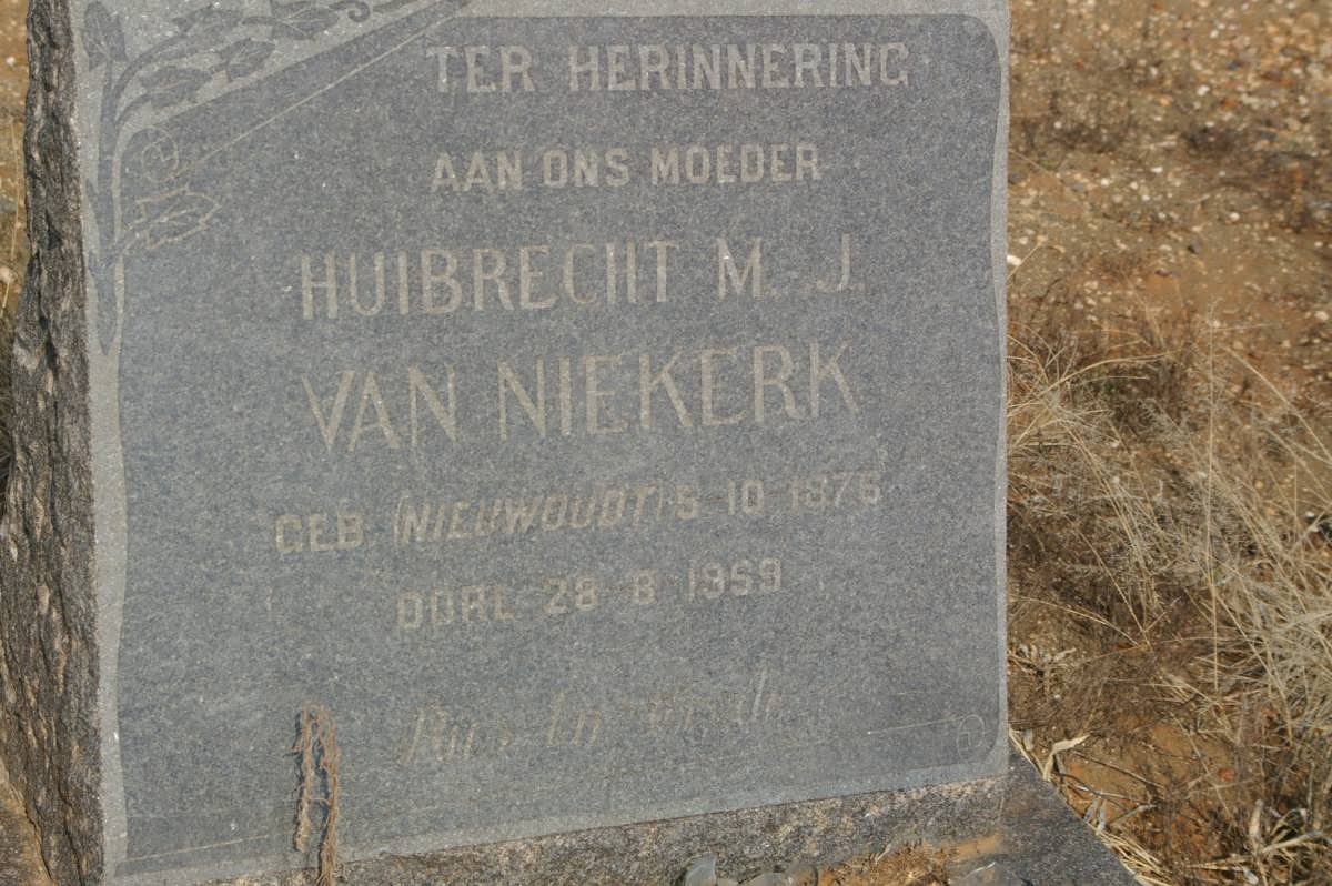 NIEKERK Huibrecht M.J., van nee NIEUWOUDT 1876-1959