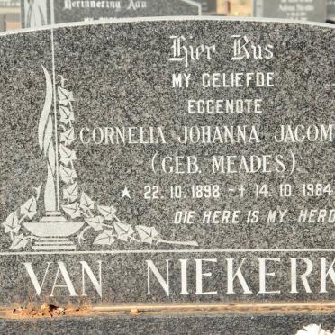 NIEKERK Cornelia Johanna Jacomina, van nee MEADES 1898-1984