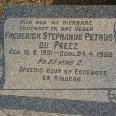 PREEZ Frederick Stephanus Petrus, du 1891-1950