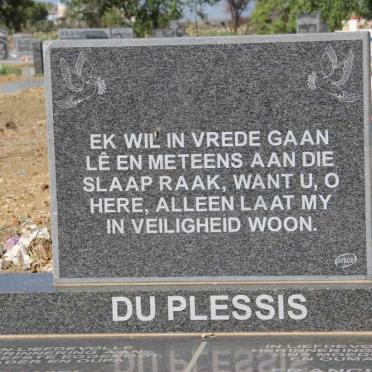 PLESSIS Daniel Stephanus, du 1941-2008 &amp; Francis Margaret 1943-