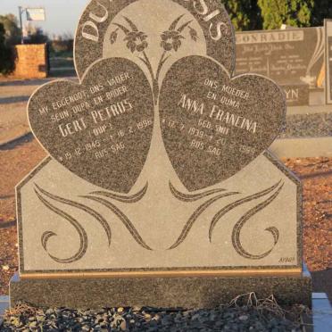 PLESSIS Gert Petrus, du 1945-1996 &amp; Anna Francina SMIT 1939-1999