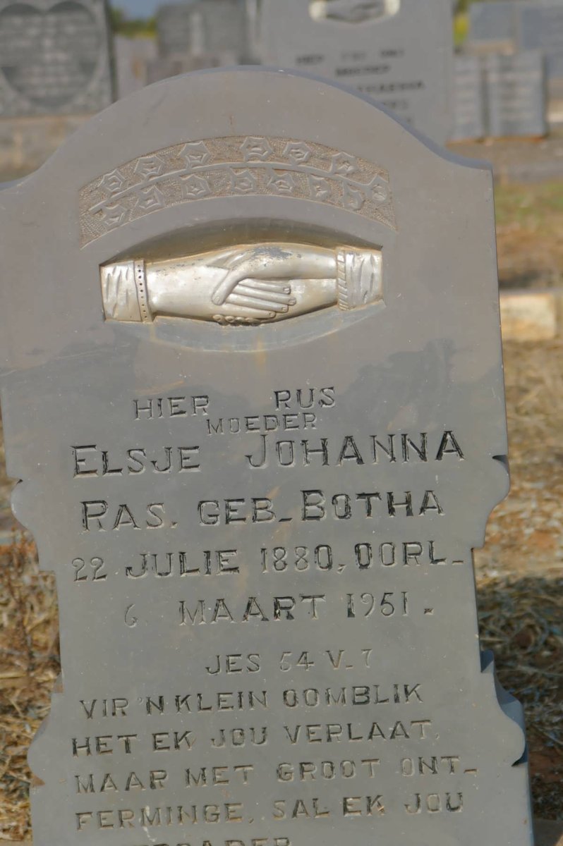 RAS Elsje Johanna nee BOTHA 1880-1951