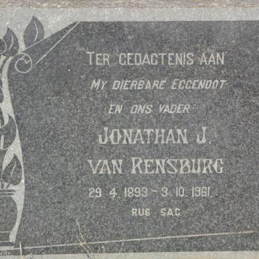 RENSBURG Jonathan J., van 1893-1961