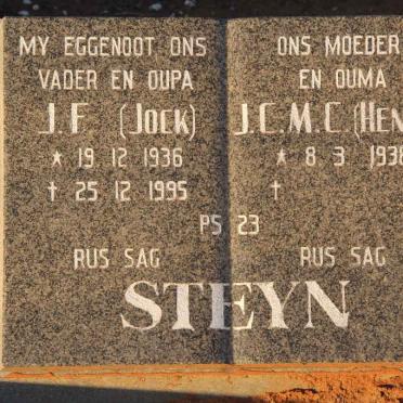 STEYN J.F. 1936-1995 &amp; J.C.M.C. 1938-