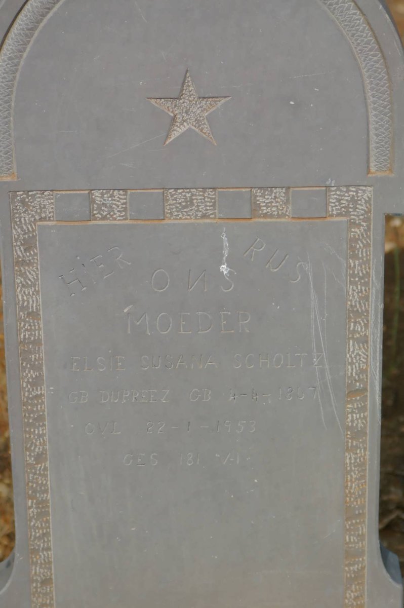 SCHOLTZ Elsie Susana nee DU PREEZ 1867-1953