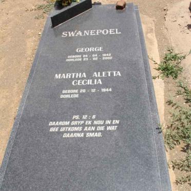 SWANEPOEL George 1942-2002 &amp; Martha Aletta Cecilia 1944-
