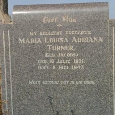 TURNER Maria Louisa Adriana nee JACOBS 1891-1947