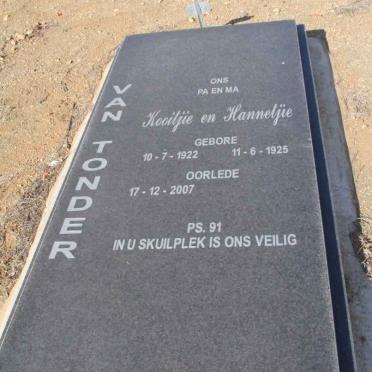 TONDER Kootjie, van 1922-2007 &amp; Hannetjie 1925-