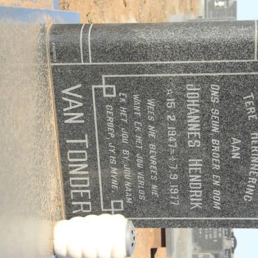 TONDER Johannes Hendrik, van 1947-1977