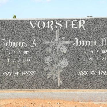 VORSTER Johannes A. 1917-1993 &amp; Johanna M.P. 1921-2000