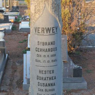 VERWEY Sybrand Gerhardus 1898-1945 &amp;  Hester Dorathea Susanna OLIVIER 1907-1995
