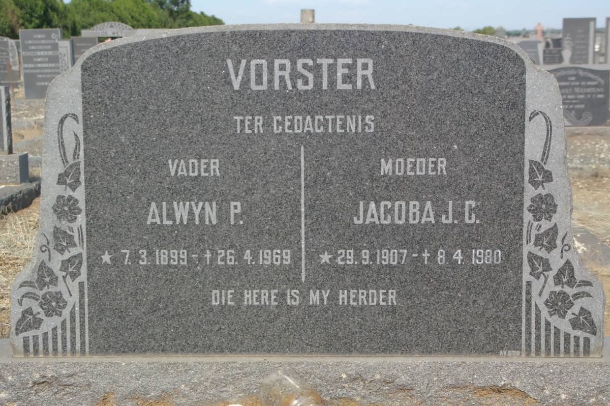 VORSTER Alwyn P. 1899-1969 &amp; Jacoba J.C. 1907-1980