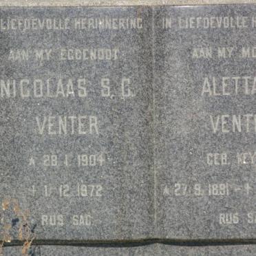 VENTER Nicolaas S.C. 1904-1972 &amp; Aletta C. KEYSER 1891-1978