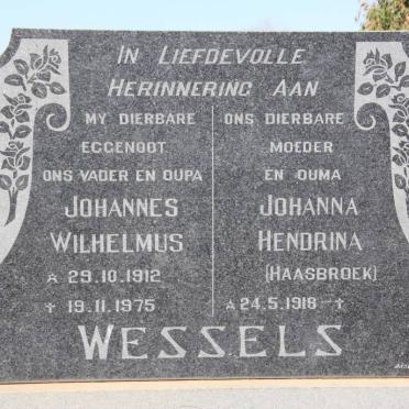 WESSELS Johannes Wilhelmus 1912-1975 &amp; Johanna Hendrina HAASBROEK 1918-
