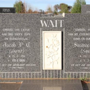 WAIT Jacob P. C. 1911-1995 &amp; Susanna M.E. 1915-1990