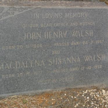 WALSH John Henry 1866-1957 &amp; Magdalena Susanna 1877-1958