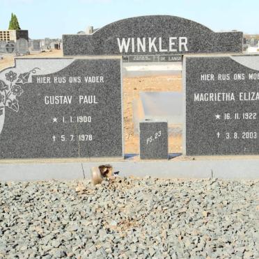 WINKLER Gustav Paul 1900-1978 &amp; Magrietha Elizabeth 1922-2003