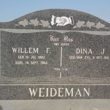 WEIDEMAN Willem F. 1882-1962 &amp; Dina J. van ZYL 1910-